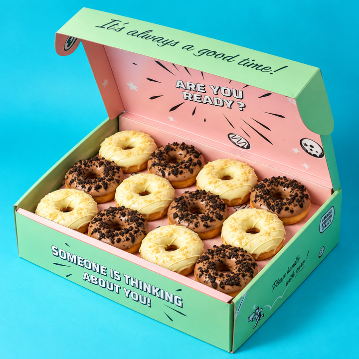 Custom brandbox - 24 vegan mini doughnuts with logo