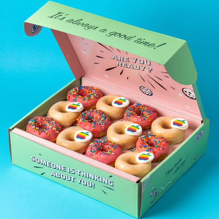 Custom Brandbox XL - 60 mini donuts with logo and company colors