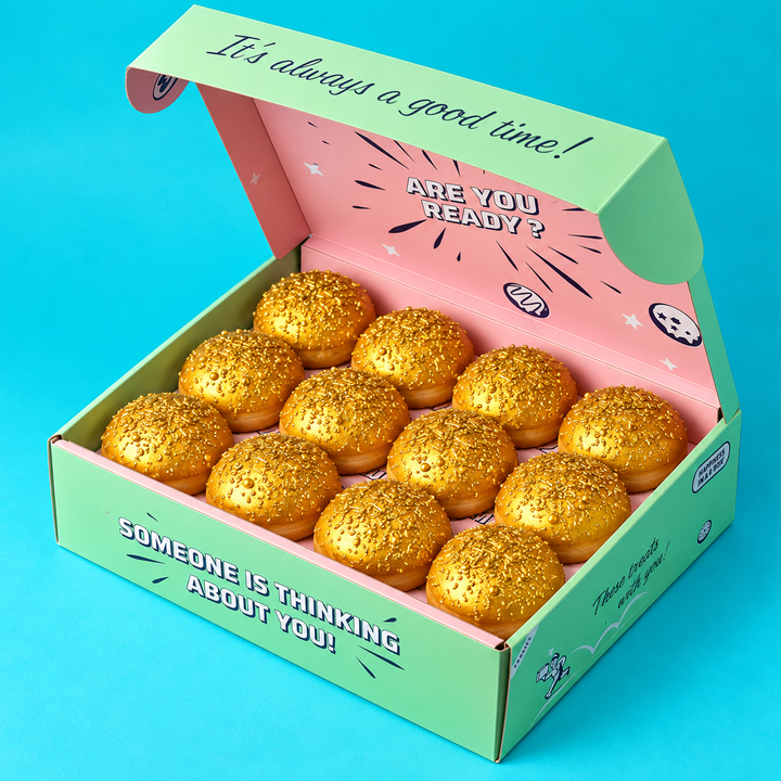 Custom brandbox - 24 vegan mini doughnuts with logo