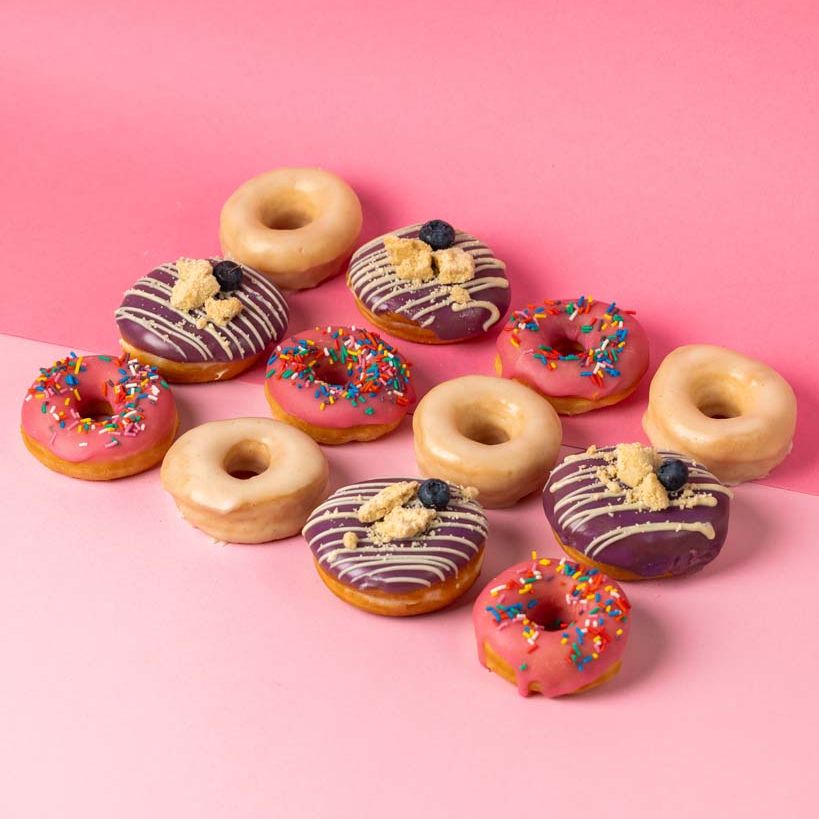 Vegan mini doughnut partybox XL - 60 mini doughnuts
