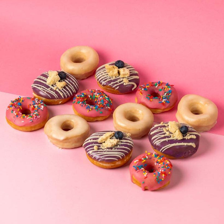 Vegan mini doughnut partybox XL - 60 mini doughnuts