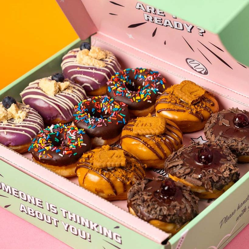 Caja de fiesta de mini donuts veganos (96 unidades)